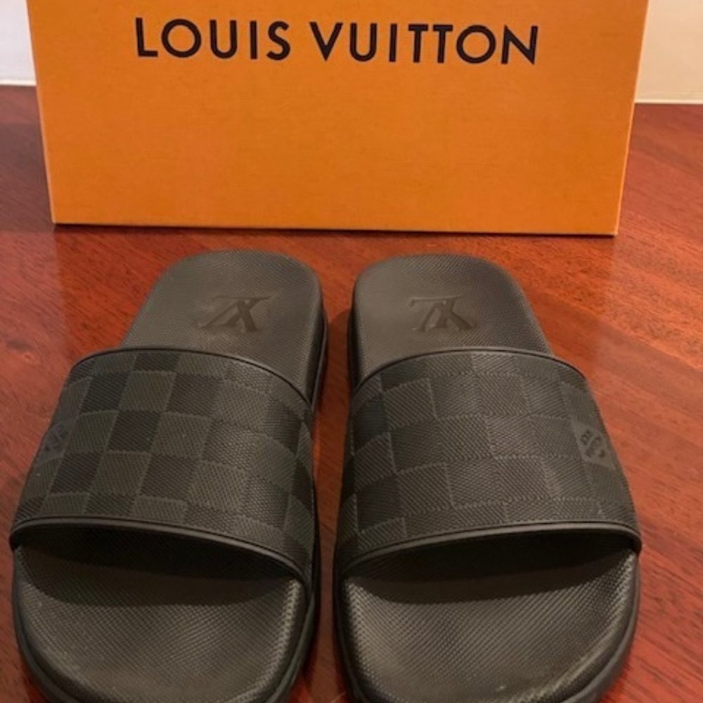 Louis Vuitton BLK Damier Slides size 10 USA 9 LV